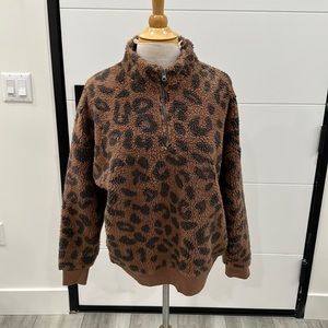 Leopard fleece sweatshirt